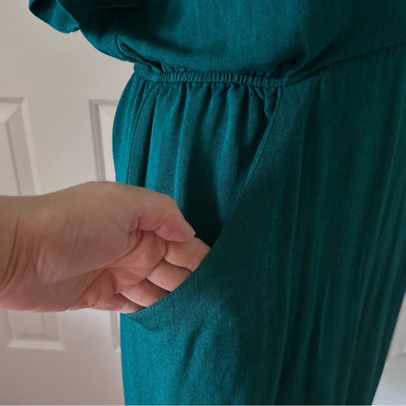 VTG Danny & Nicole New York | Teal Green Collared Dress w/ Big Pockets | Size 8 - Picture 4 of 16